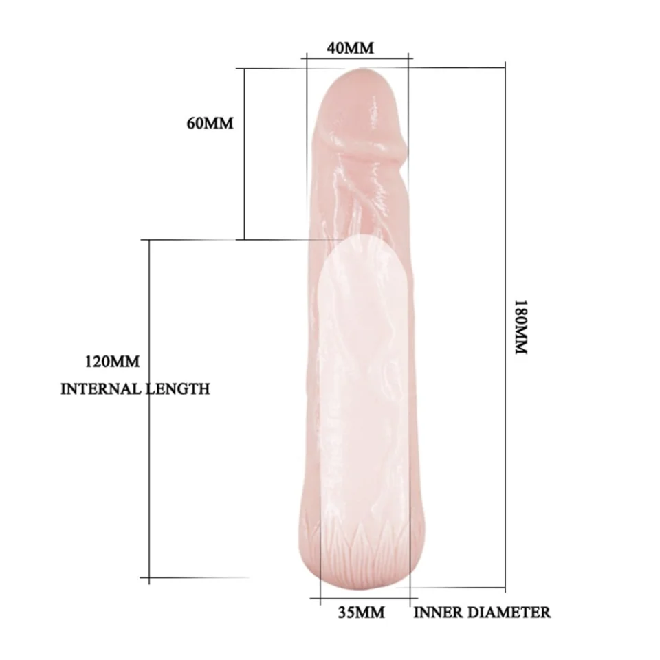 #7790 - 6 cm Dolgulu Uzatmalı Silikon Penis Kılıfı