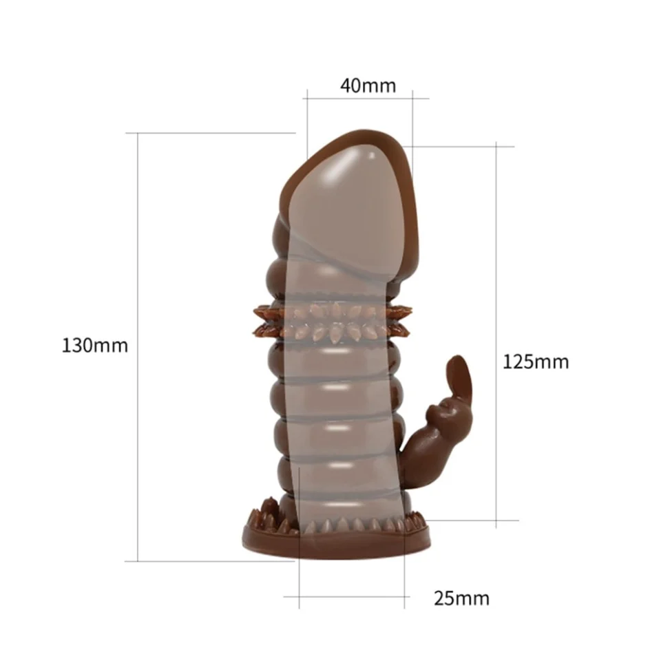 #7797 - Klitoral Uyarıcılı Tırtıklı Boğumlu Penis Kılıfı