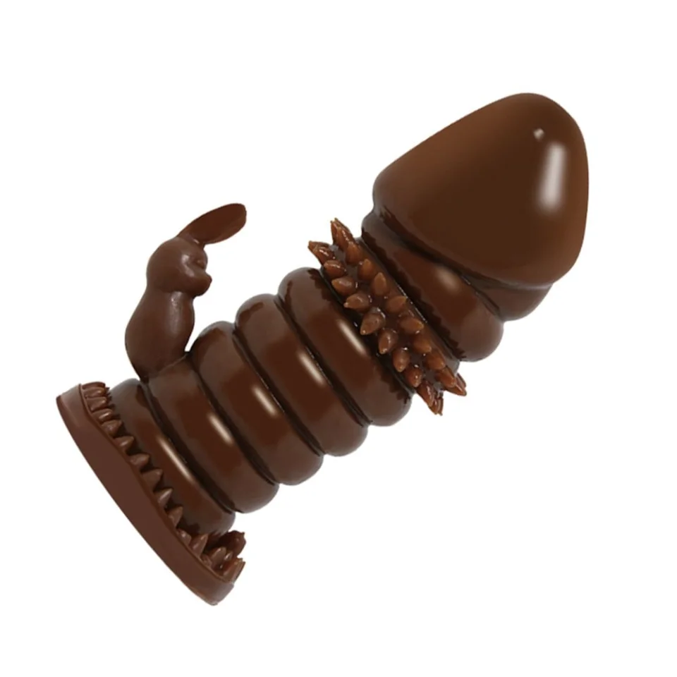 #7798 - Klitoral Uyarıcılı Tırtıklı Boğumlu Penis Kılıfı