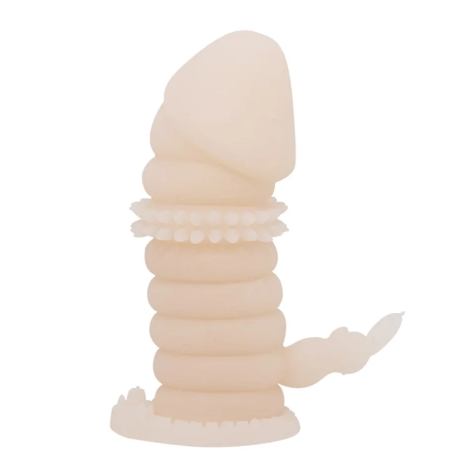 #7799 - Klitoral Uyarıcılı Tırtıklı Boğumlu Penis Kılıfı