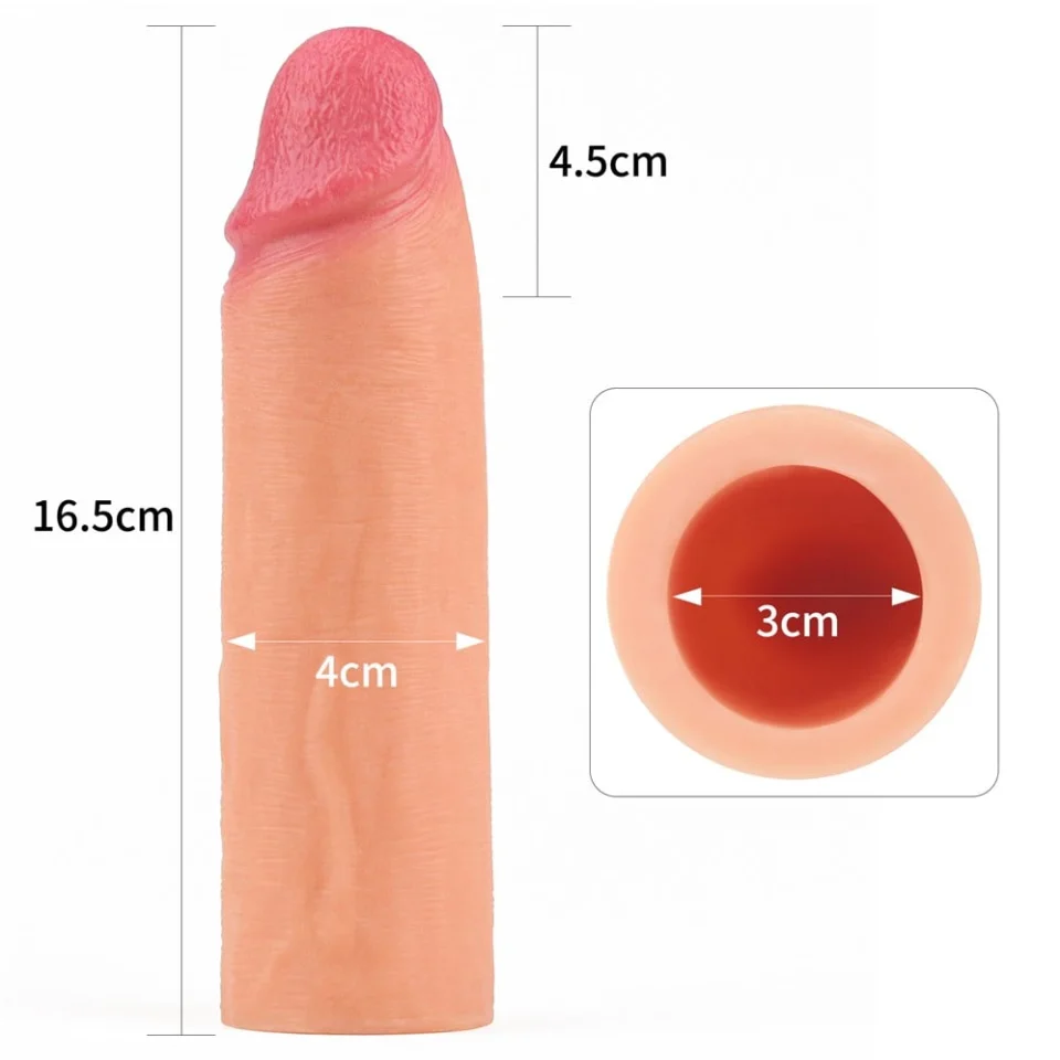 #7842 - Nature Extender 4.5 cm Dolgulu Premium Ten Rengi Silikon Penis Kılıfı