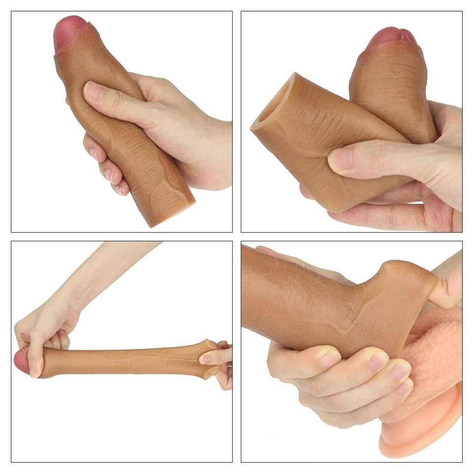 #7845 - Nature Extender 4.5 cm Dolgulu Silikon Sünnetsiz Melez Penis Kılıfı