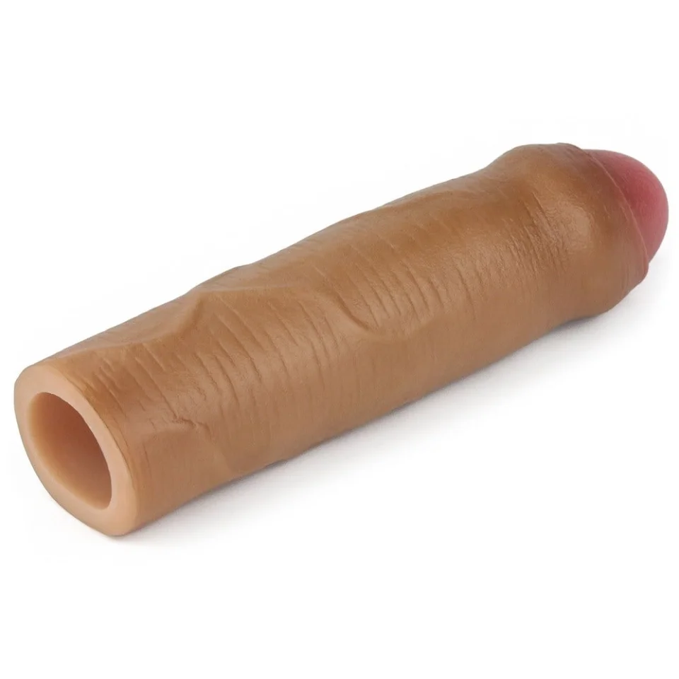 #7847 - Nature Extender 4.5 cm Dolgulu Silikon Sünnetsiz Melez Penis Kılıfı