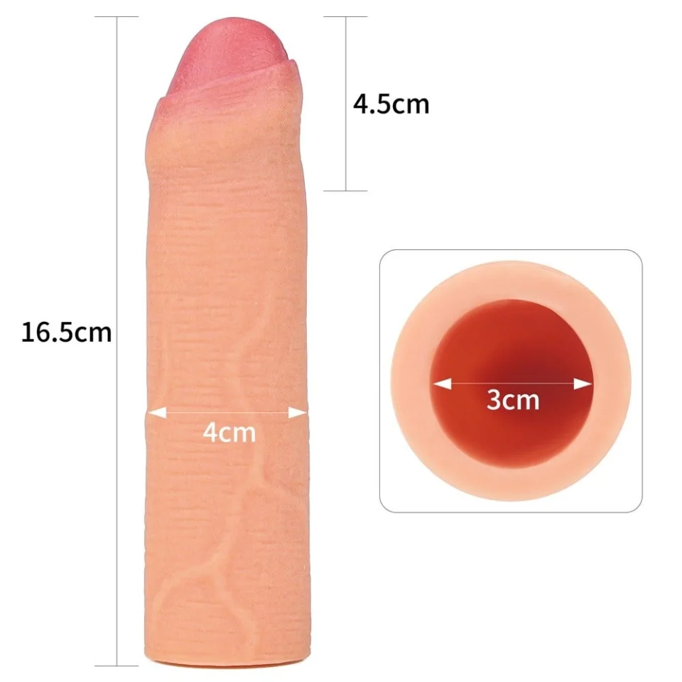 #7856 - Nature Extender 4.5cm Dolgulu Ten Rengi Silikon Sünnetsiz Penis Kılıfı