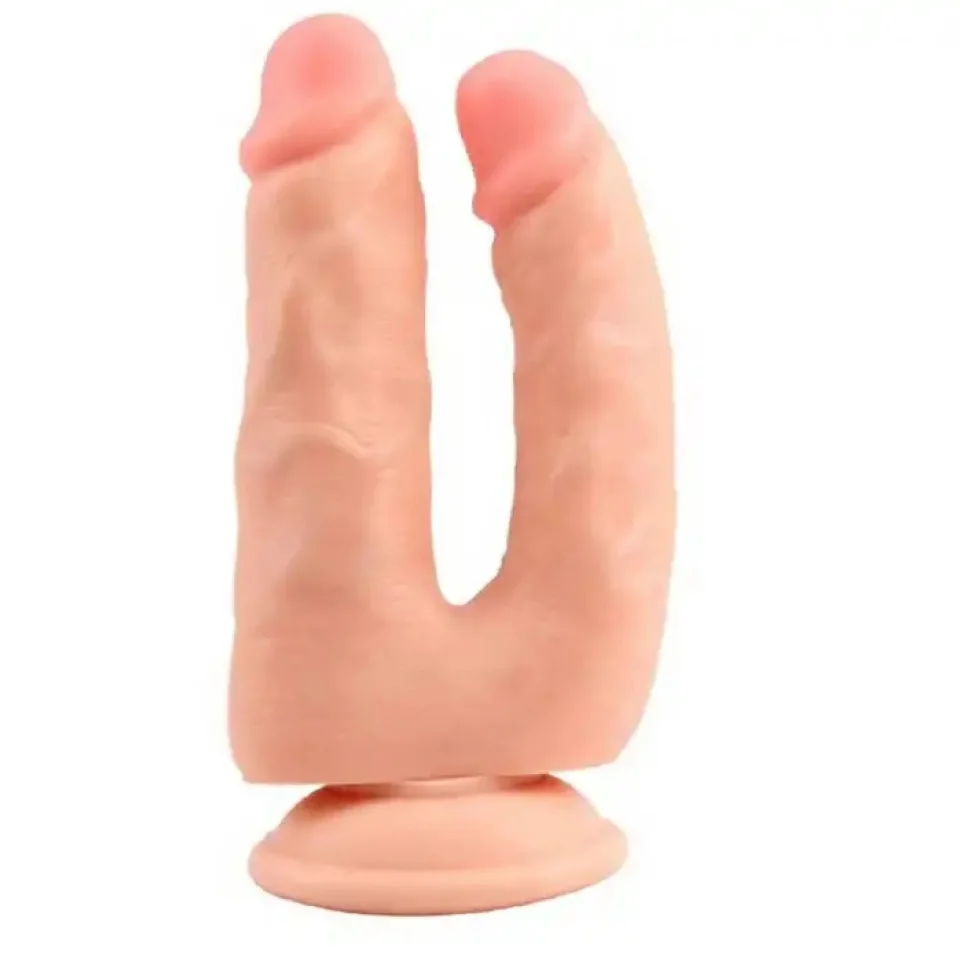 #11503 - 18 cm İki Uçlu Vantuzlu Realistik Çatal Dildo