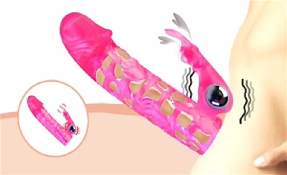 #7919 - 13 cm Klitoris Uyarıcılı Titreşimli Penis Kılıfı