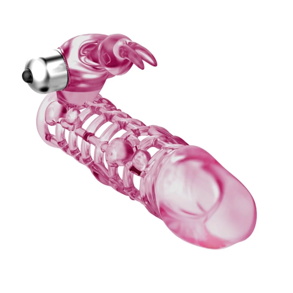 #7920 - 13 cm Klitoris Uyarıcılı Titreşimli Penis Kılıfı