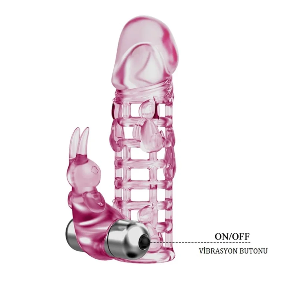 #7921 - 13 cm Klitoris Uyarıcılı Titreşimli Penis Kılıfı