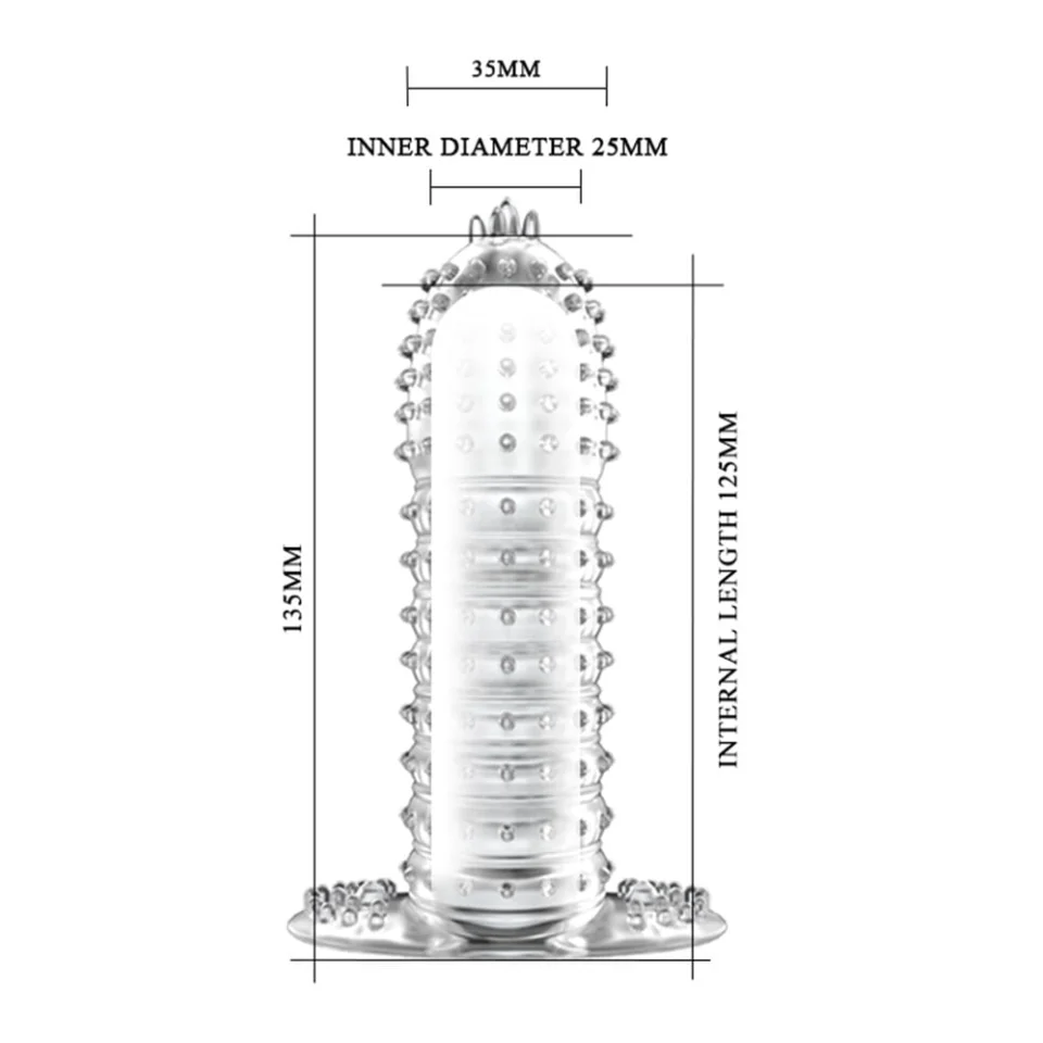 #7930 - 13 cm Kabartmalı Güçlü Uyarıcı Dildo Uzatmalı Penis Kılıfı