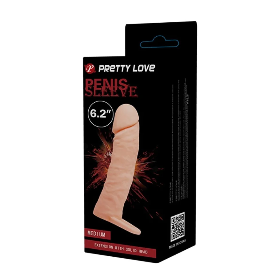 #7949 - 4 cm Dolgulu Realistik Uzatmalı Penis Kılıfı Dildo Ten Rengi Penis