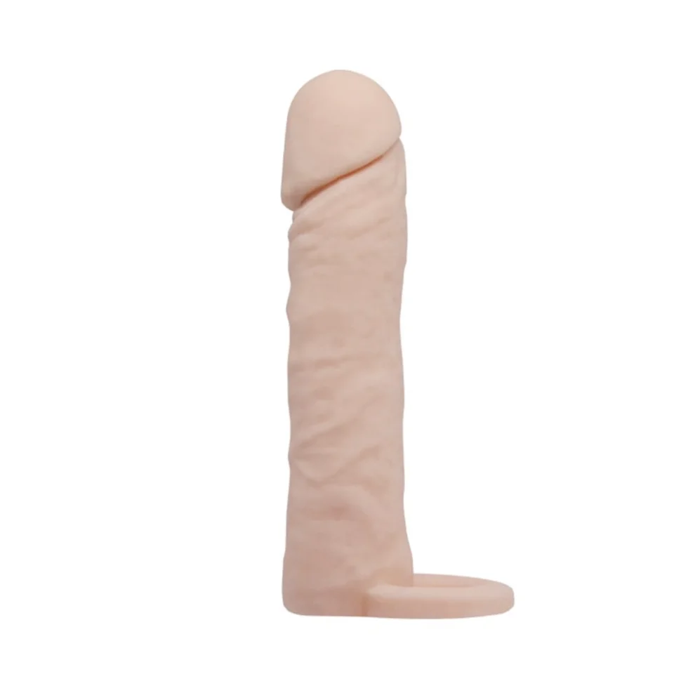 #7951 - 4 cm Dolgulu Realistik Uzatmalı Penis Kılıfı Dildo Ten Rengi Penis