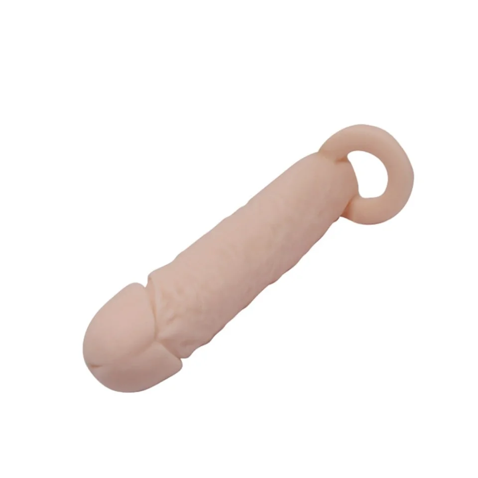#7952 - 4 cm Dolgulu Realistik Uzatmalı Penis Kılıfı Dildo Ten Rengi Penis