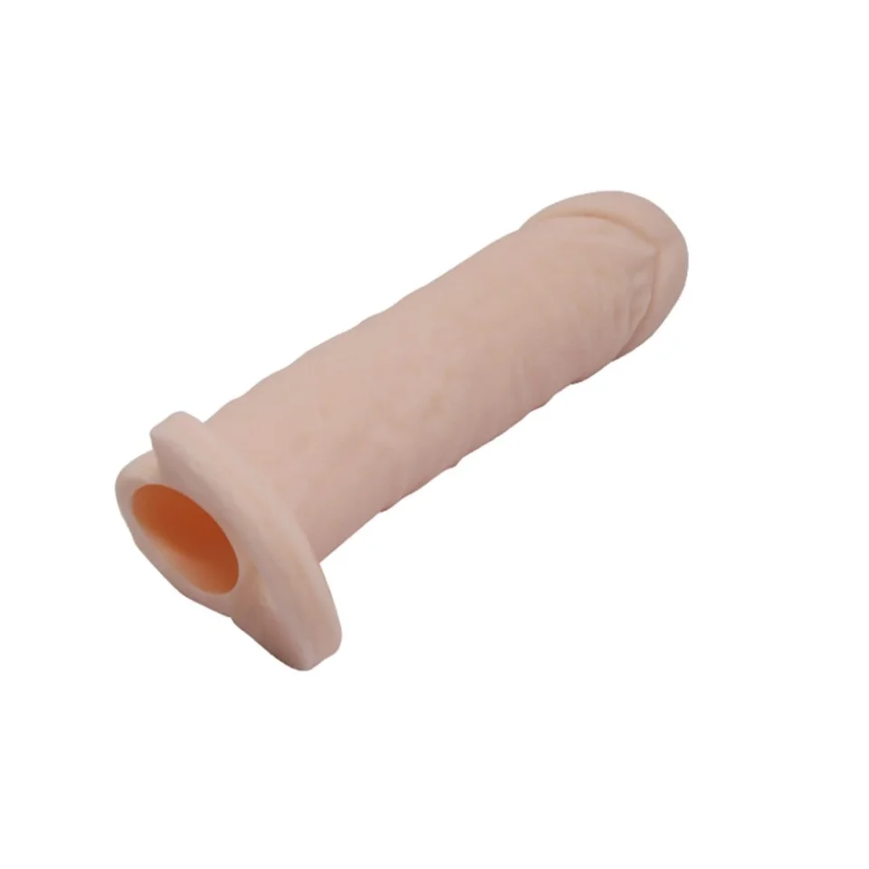 #7955 - 4 cm Dolgulu Realistik Uzatmalı Penis Kılıfı Dildo Ten Rengi Penis