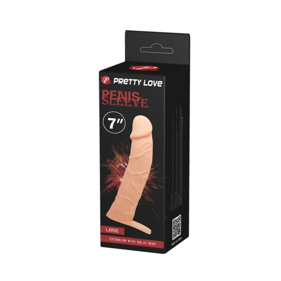 #7958 - 6 Cm Dolgulu Realistik Uzatmalı Penis Kılıfı Dildo Ten Rengi Penis