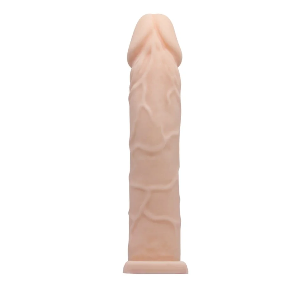 #7967 - 6 Cm Dolgulu Realistik Uzatmalı Penis Kılıfı Dildo Ten Rengi Penis
