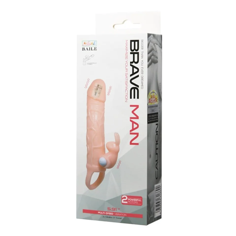#7968 - 5 cm Dolgu Uzatmalı Titreşimli Penis Kılıfı Prezervatif Vibratör