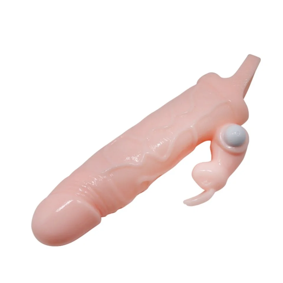 #7975 - 5 cm Dolgu Uzatmalı Titreşimli Penis Kılıfı Prezervatif Vibratör