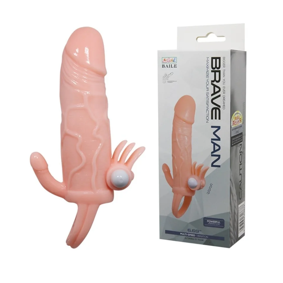 #7995 - Anal Vajinal Klitoral Uyarıcılı Titreşimli Penis Kılıfı