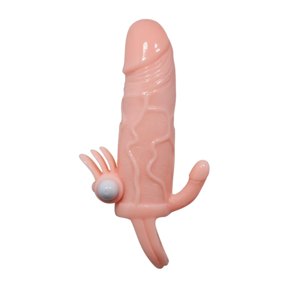 #7999 - Anal Vajinal Klitoral Uyarıcılı Titreşimli Penis Kılıfı