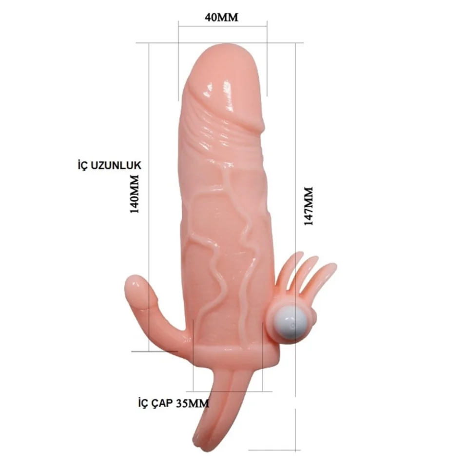 #8001 - Anal Vajinal Klitoral Uyarıcılı Titreşimli Penis Kılıfı