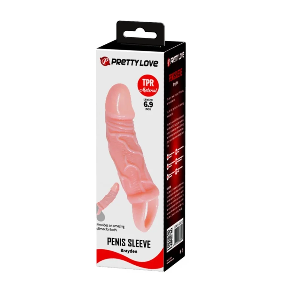 #8018 - 3 cm Dolgulu Penis Kılıfı Uzatmalı Prezervatif Dildo