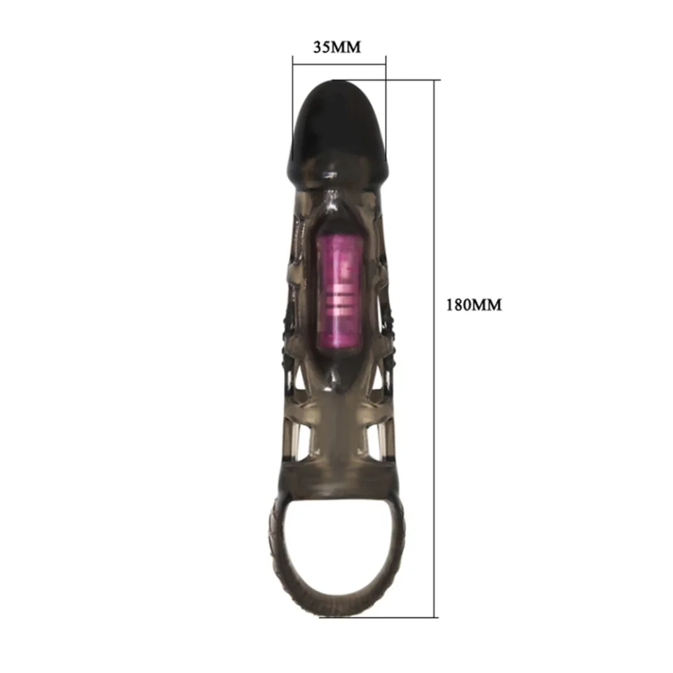#8030 - 14 cm Titreşimli Şeffaf Penis Kılıfı