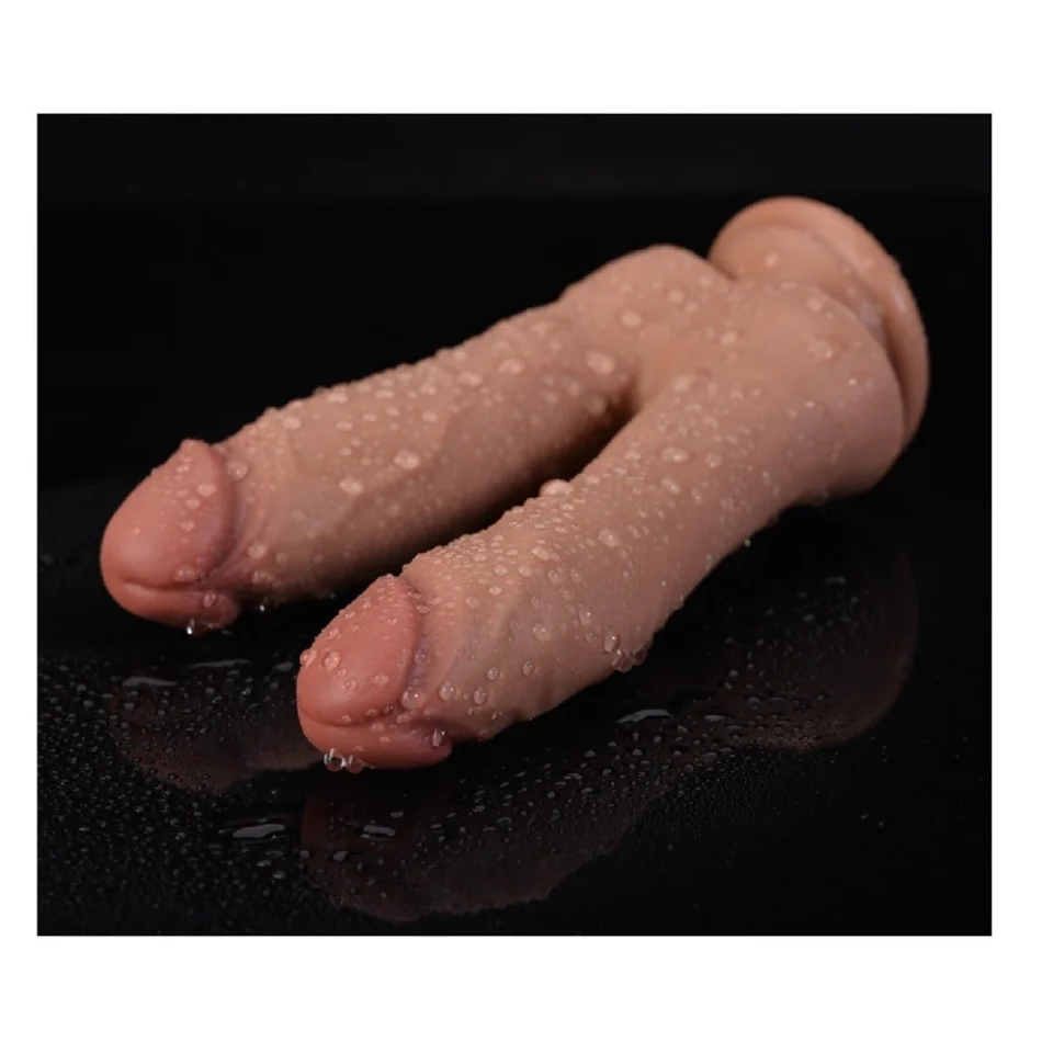 #697 - 18 cm Çift Taraflı Ten Hassasiyetinde Gerçekçi Çatal Penis Dildo