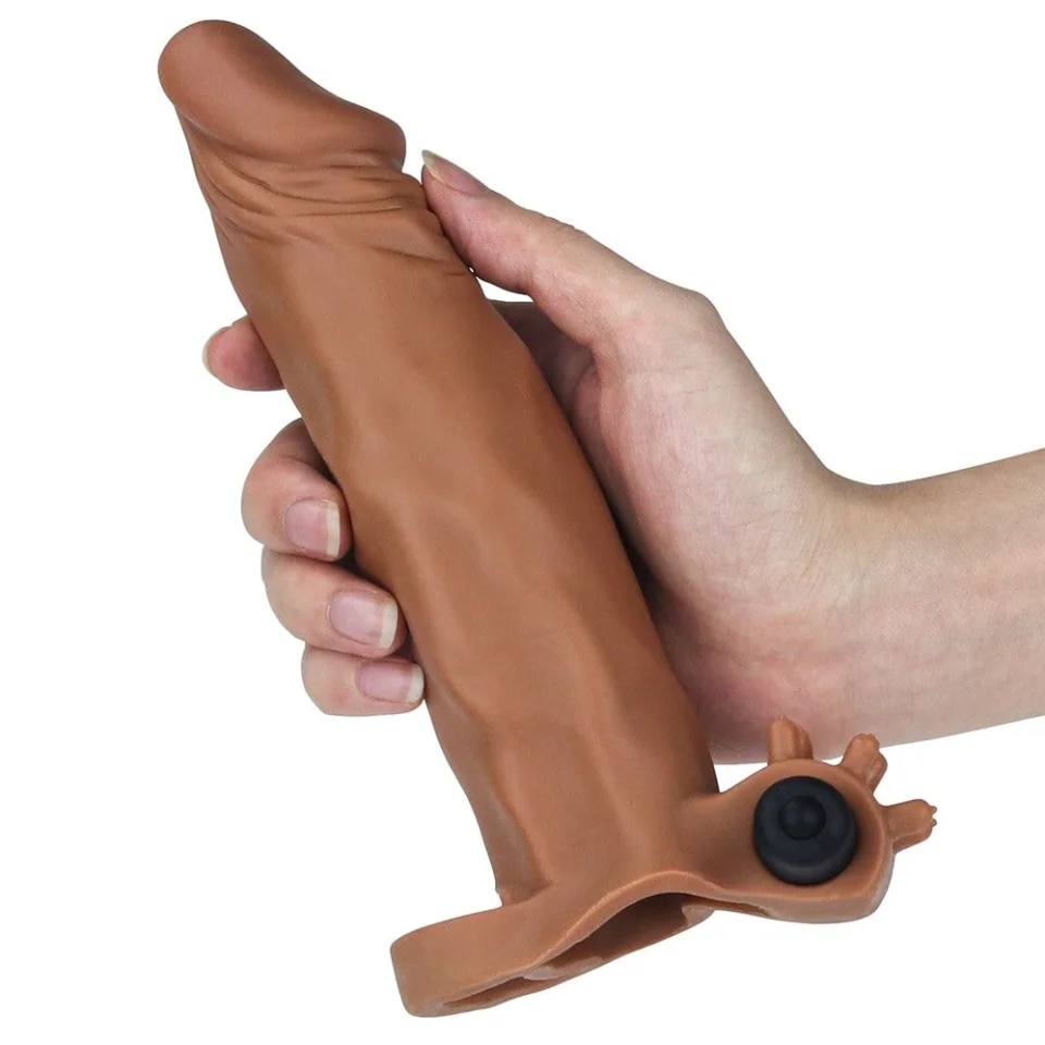 #8048 - 4 cm Uzatmalı Realistik Titreşimli Penis Kılıfı Melez XTender