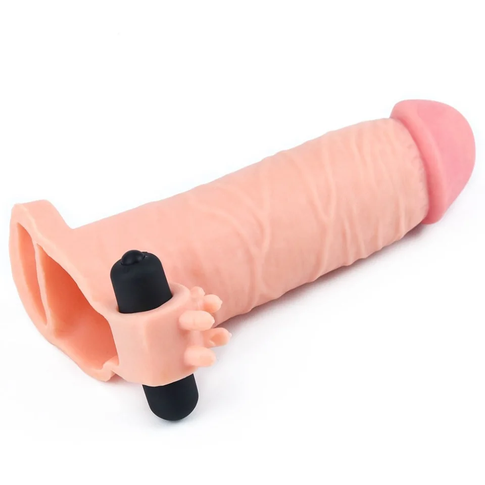 #8070 - 3 cm Uzatmalı Realistik Titreşimli Penis Kılıfı XTender