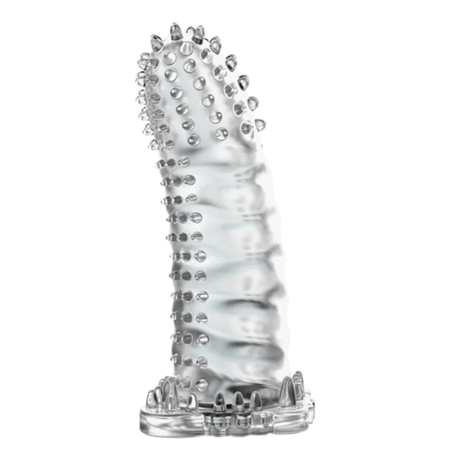#8106 - Klitoral Uyarıcılı Tırtıklı Şeffaf Penis Kılıfı