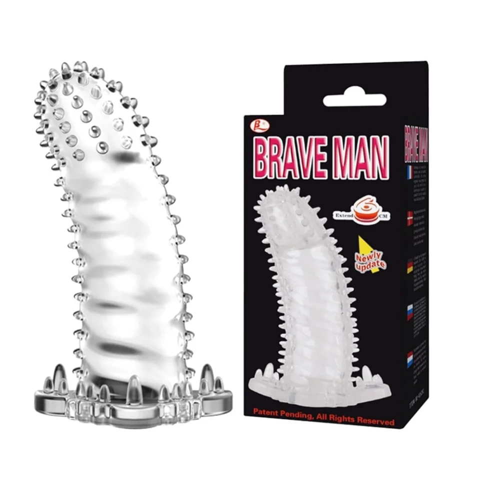 #8108 - Klitoral Uyarıcılı Tırtıklı Şeffaf Penis Kılıfı