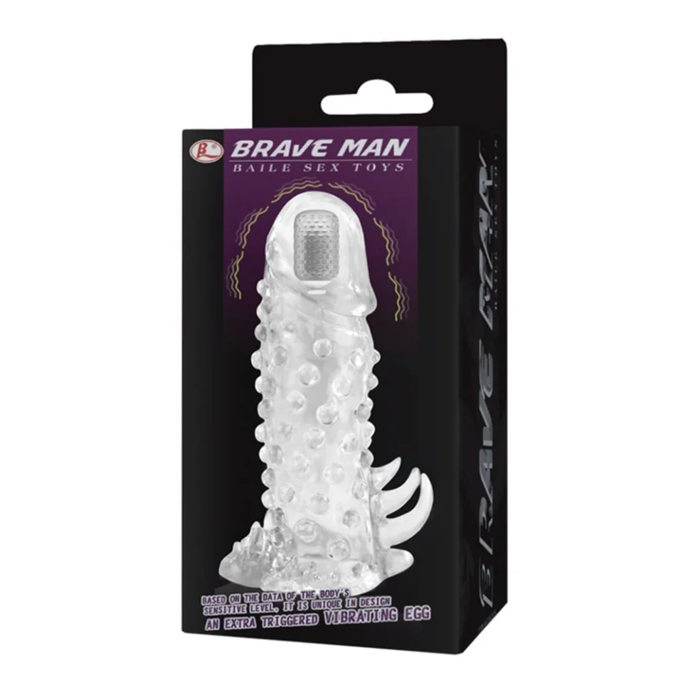 #8111 - 13,5 cm Klitoral Uyarıcılı Titreşimli Şeffaf Penis Kılıfı