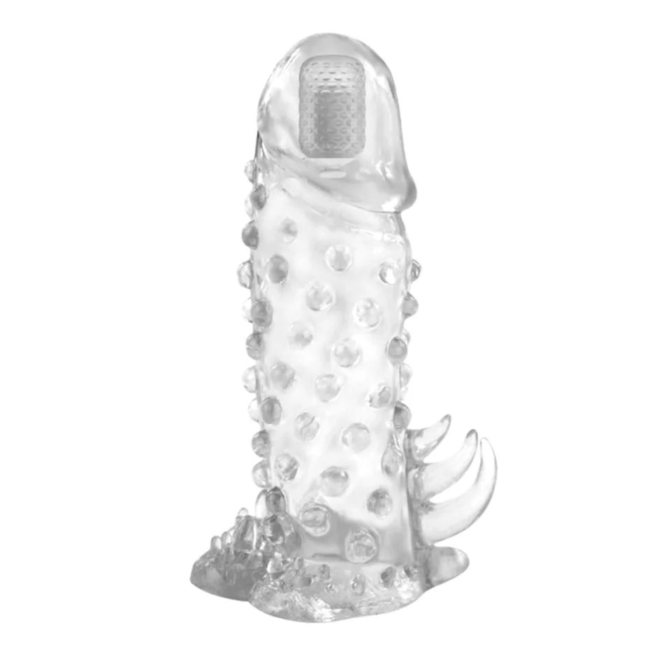 #8113 - 13,5 cm Klitoral Uyarıcılı Titreşimli Şeffaf Penis Kılıfı