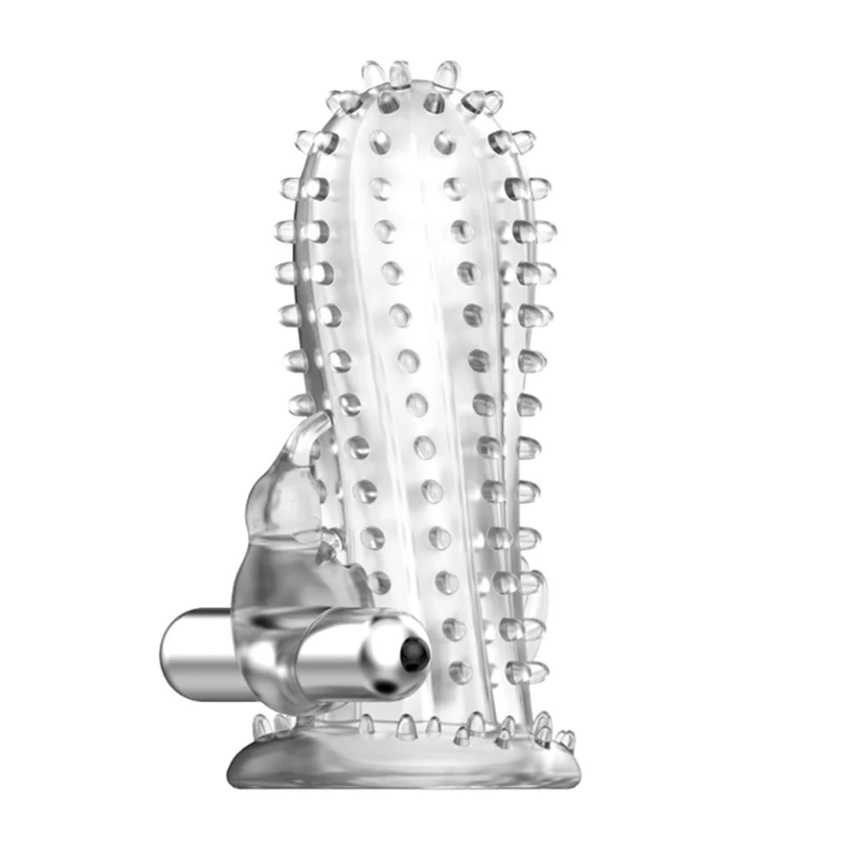 #8128 - 14 cm Titreşimli Şeffaf Tırtıklı Penis Kılıfı