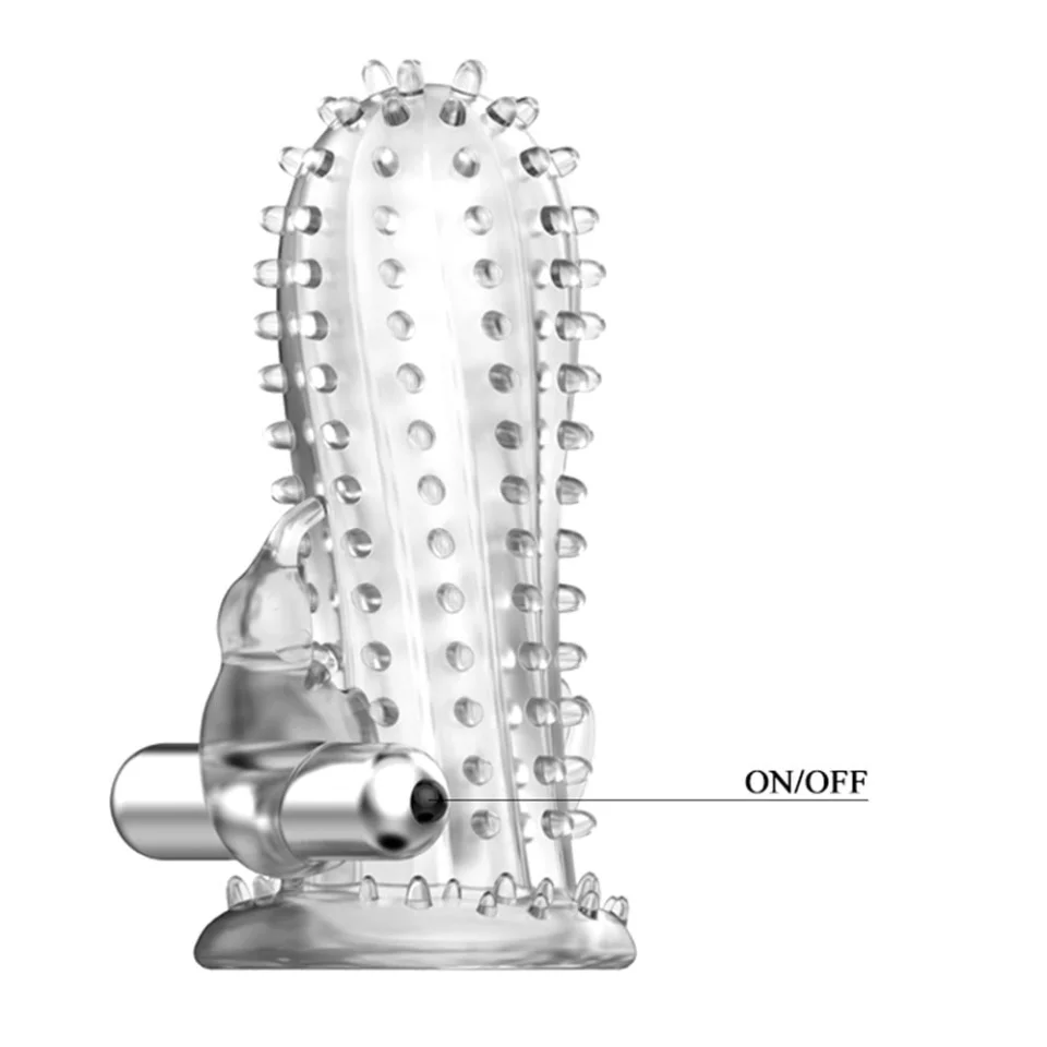 #8126 - 14 cm Titreşimli Şeffaf Tırtıklı Penis Kılıfı