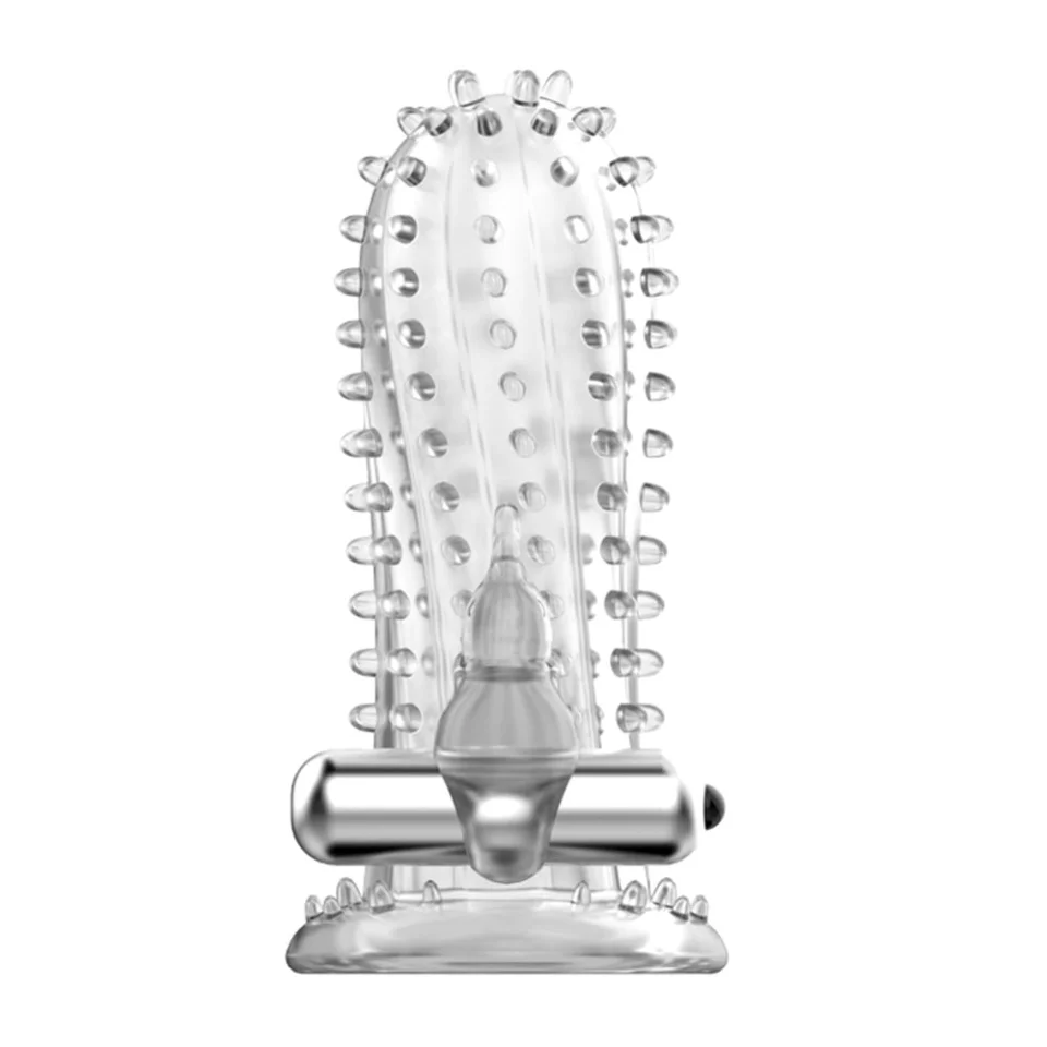 #8127 - 14 cm Titreşimli Şeffaf Tırtıklı Penis Kılıfı