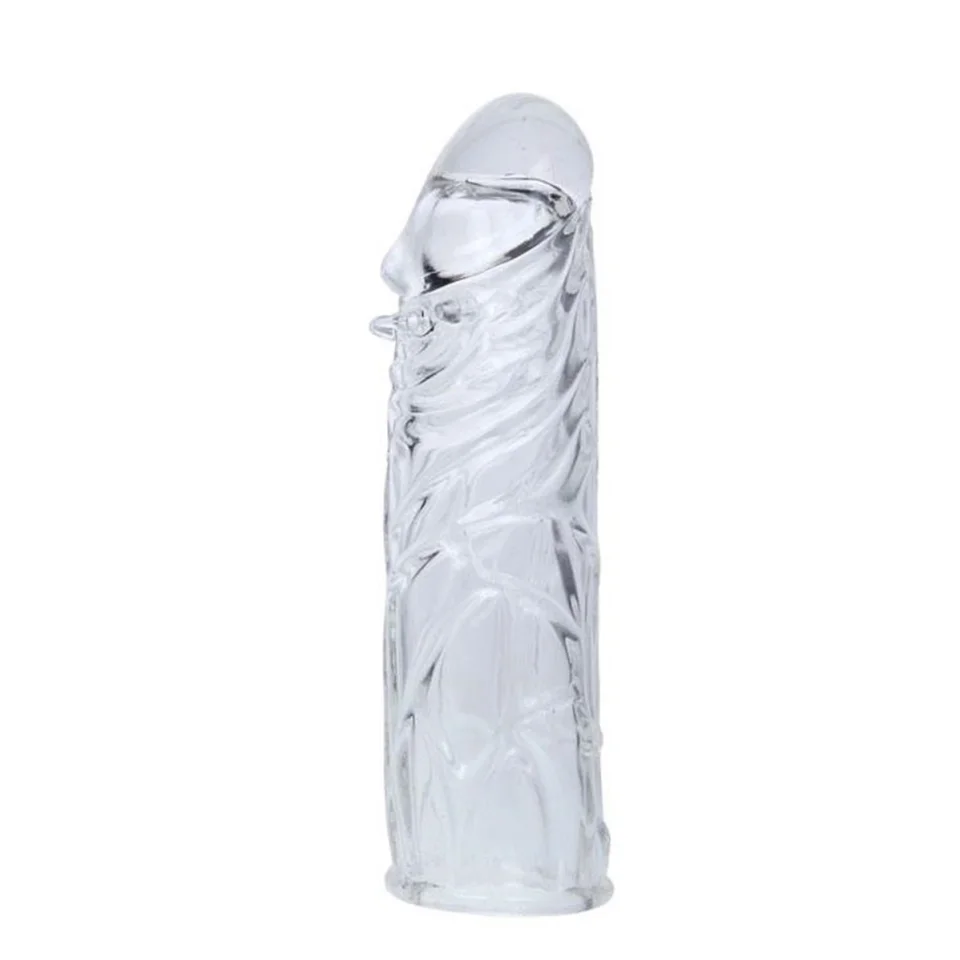 #8146 - 14 cm Damarlı Uzatmalı Şeffaf Silikon Penis Kılıfı