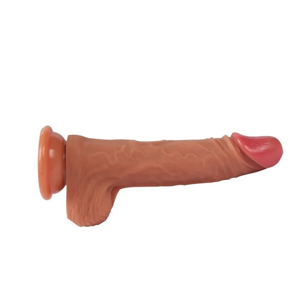 #48 - 20 cm Yeni Nesil Çift Katmanlı Realistik Vantuzlu Dildo Penis