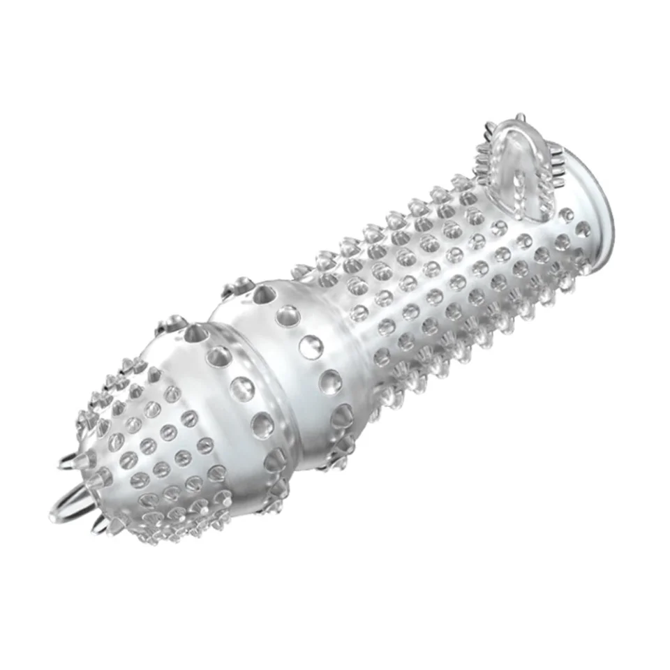 #8149 - 12,8 cm Klitoris Uyarıcılı Tırtıklı Penis Kılıfı