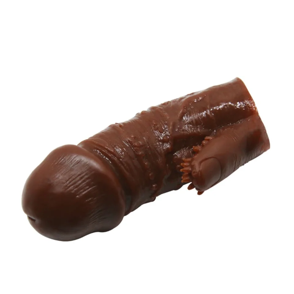 #8164 - Klitoral Uyarıcılı Tırtıklı Damarlı Penis Kılıfı