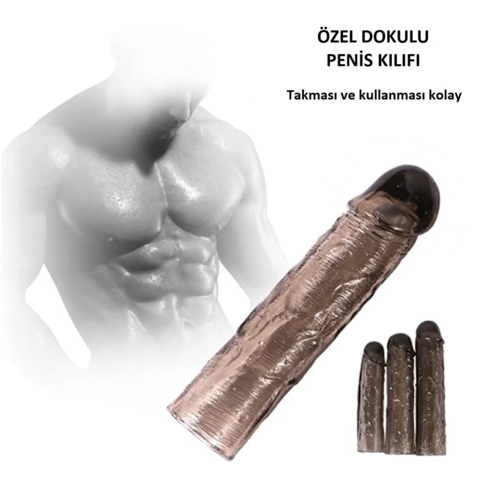 #8222 - Ucu Dolgulu Uzatmalı 3lü Zenci Penis Kılıfı Seti