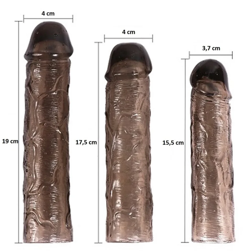 #8223 - Ucu Dolgulu Uzatmalı 3lü Zenci Penis Kılıfı Seti