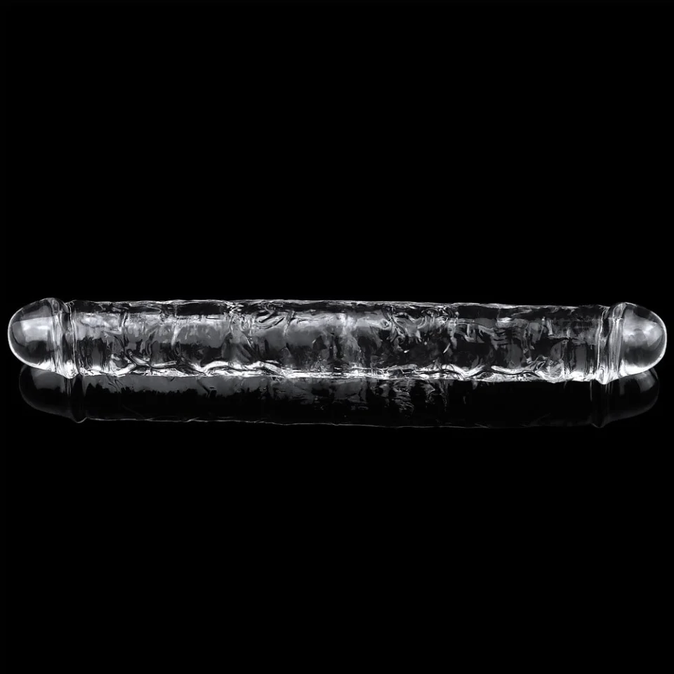 #722 - 30 cm Şeffaf Çift Taraflı Realistik Dildo Anal Vajinal Penis