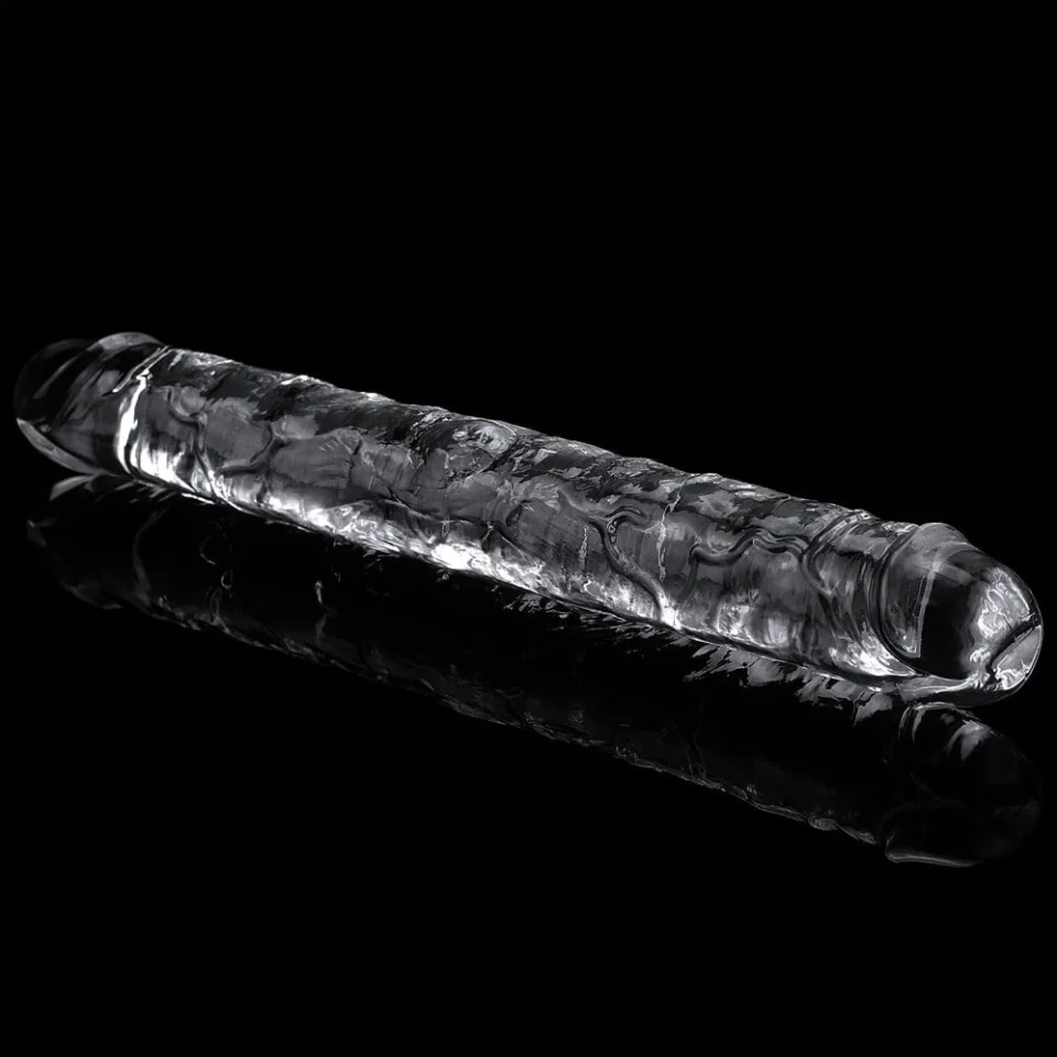 #726 - 30 cm Şeffaf Çift Taraflı Realistik Dildo Anal Vajinal Penis