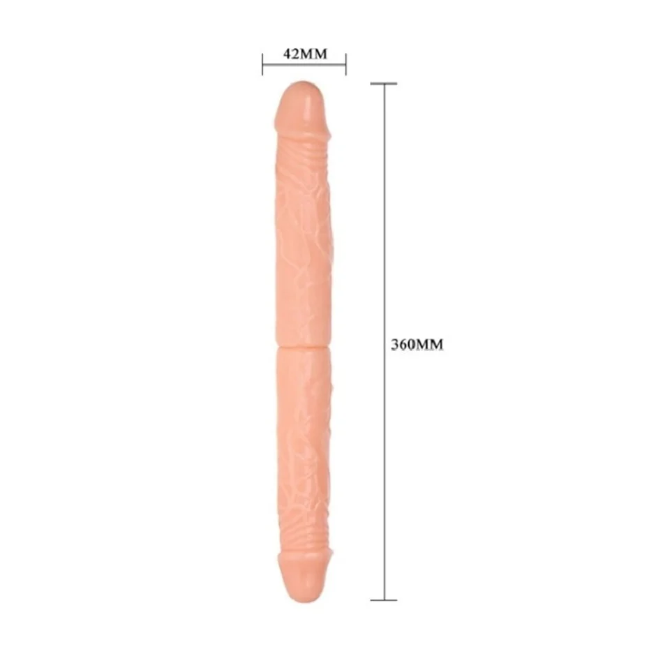 #766 - 36 Cm Çift Taraflı İki Yönlü Esnek Dildo Kıkırdaklı Penis