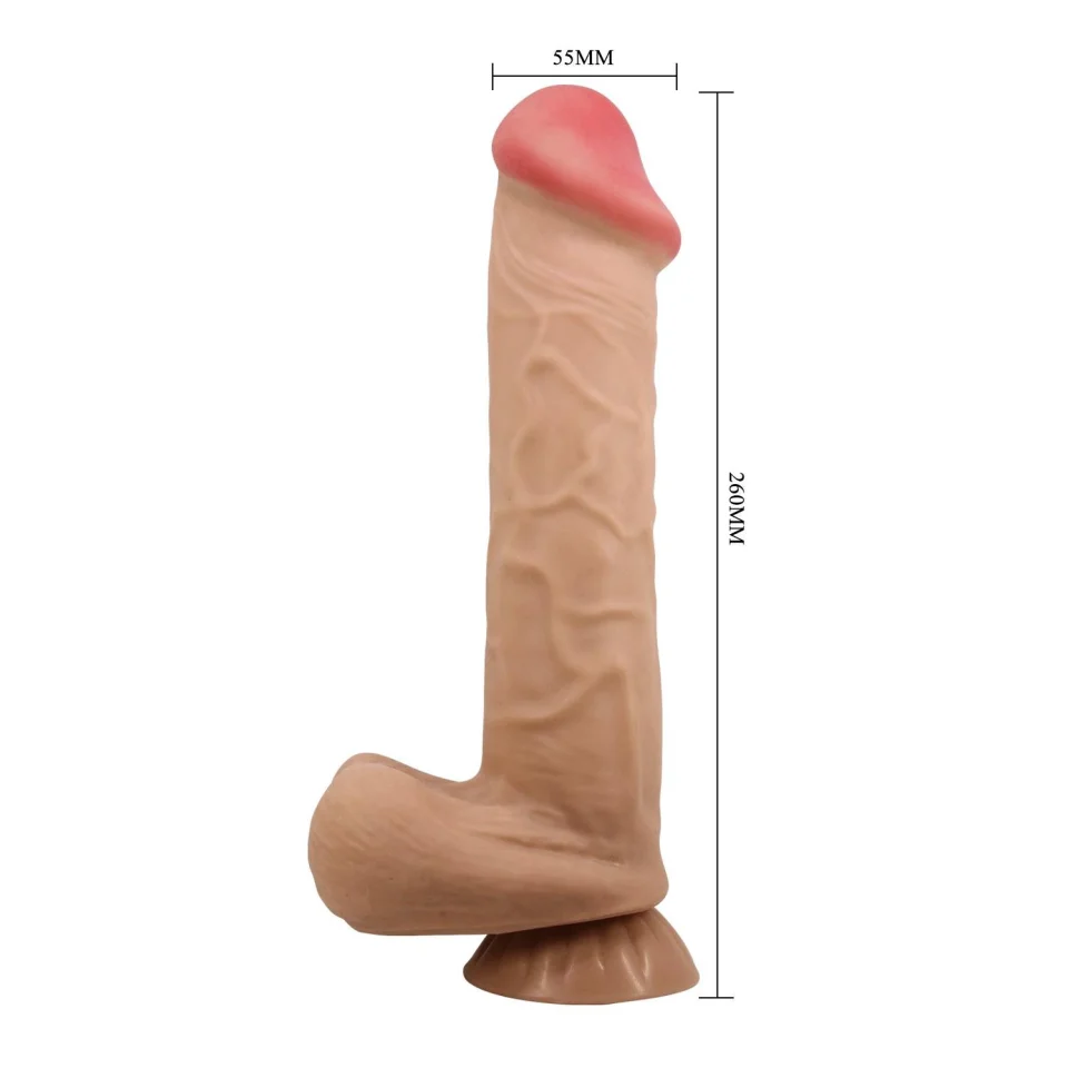#55 - 26 cm Kıkırdak Yapılı &Ccedil;ift Katmanlı Ger&ccedil;ek&ccedil;i Dildo Penis