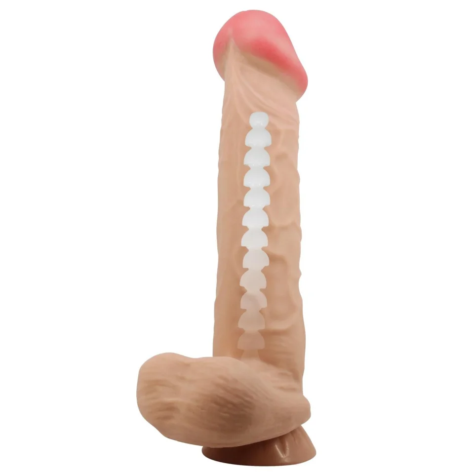 #56 - 26 cm Kıkırdak Yapılı &Ccedil;ift Katmanlı Ger&ccedil;ek&ccedil;i Dildo Penis
