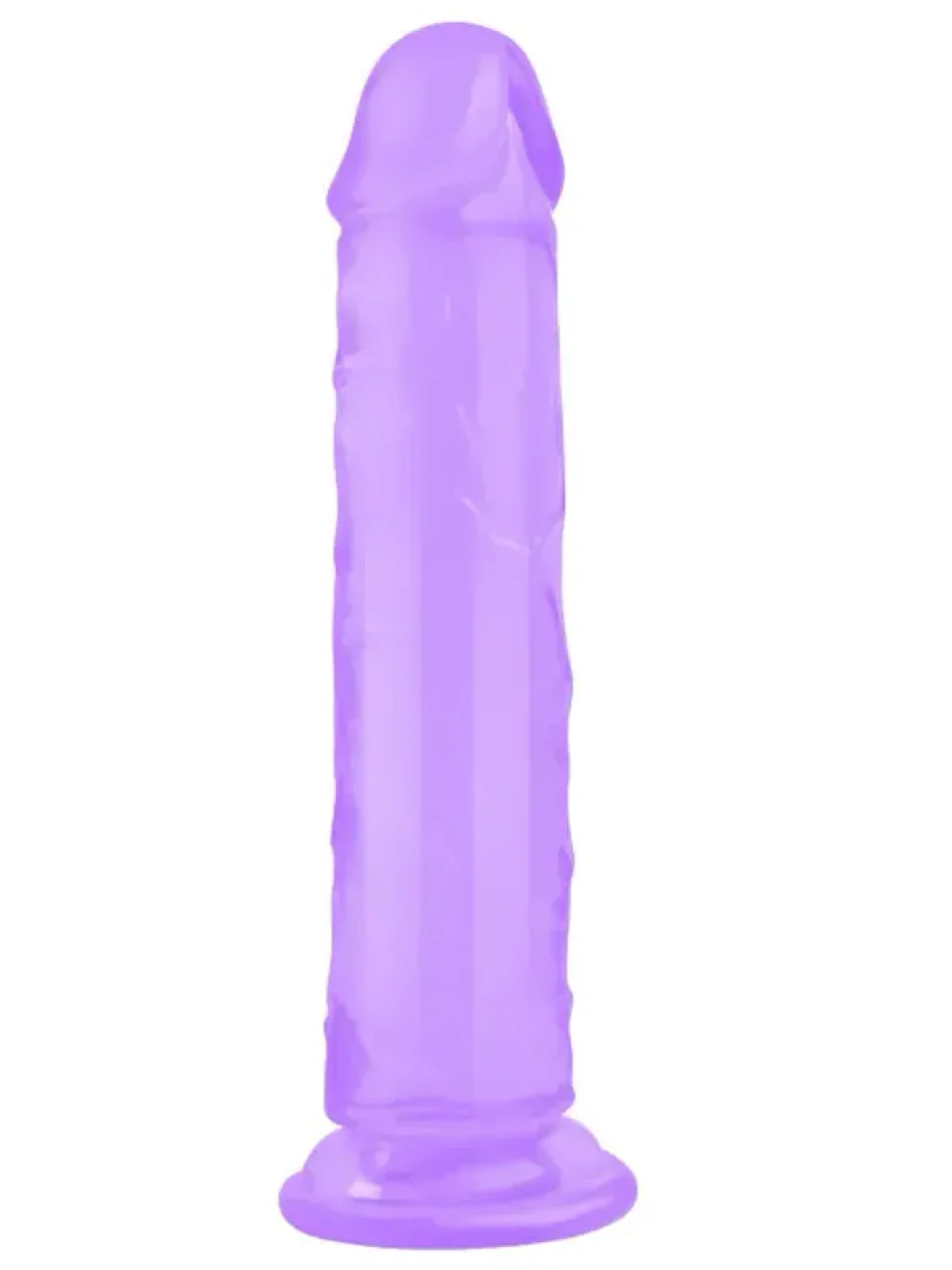 #8656 - 21.5 cm Testissiz Realistik Mor Jel Dildo Penis