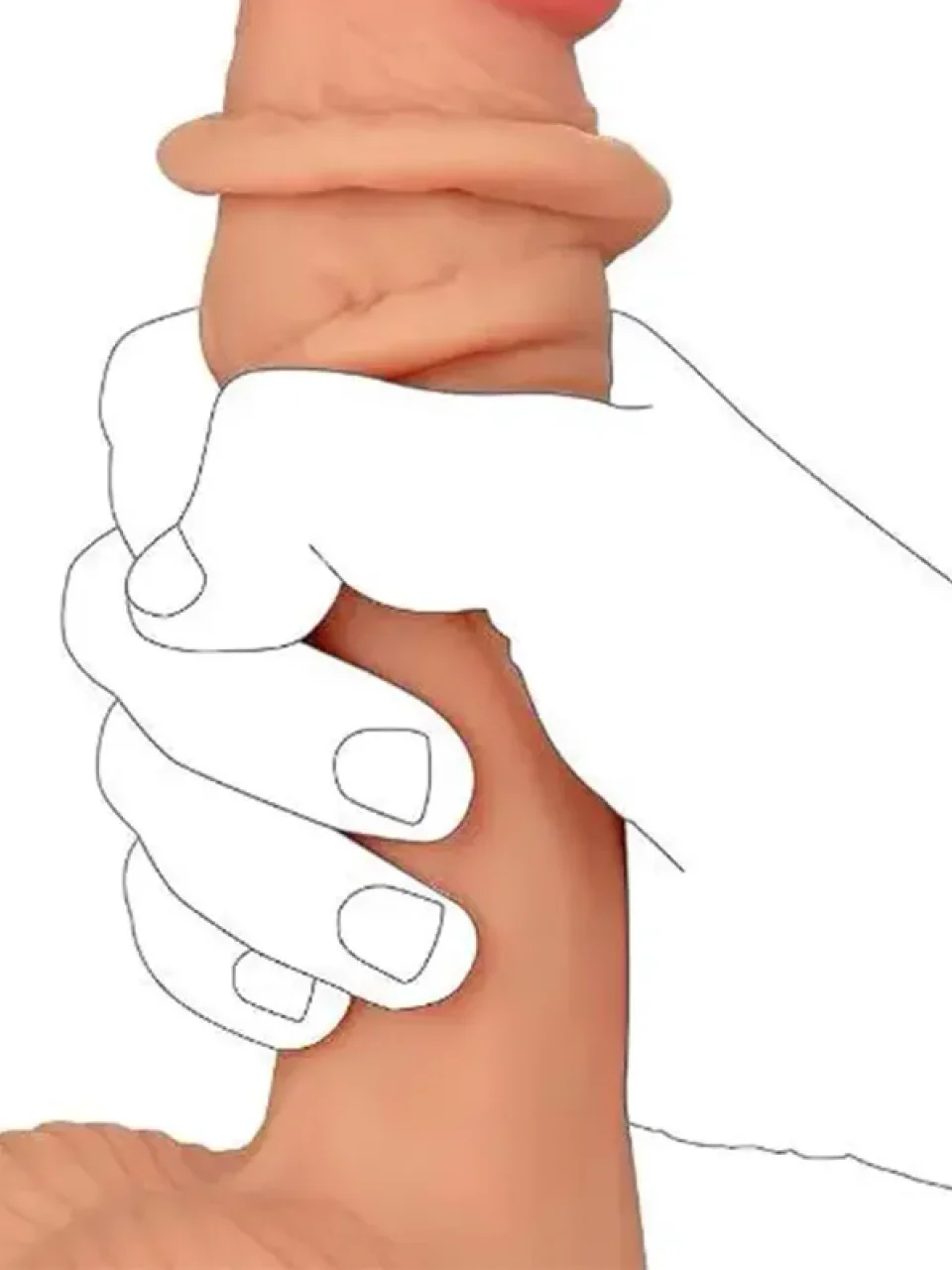 #8668 - 23 cm Çift Katmanlı Oynar Derili Realistik Dildo Penis