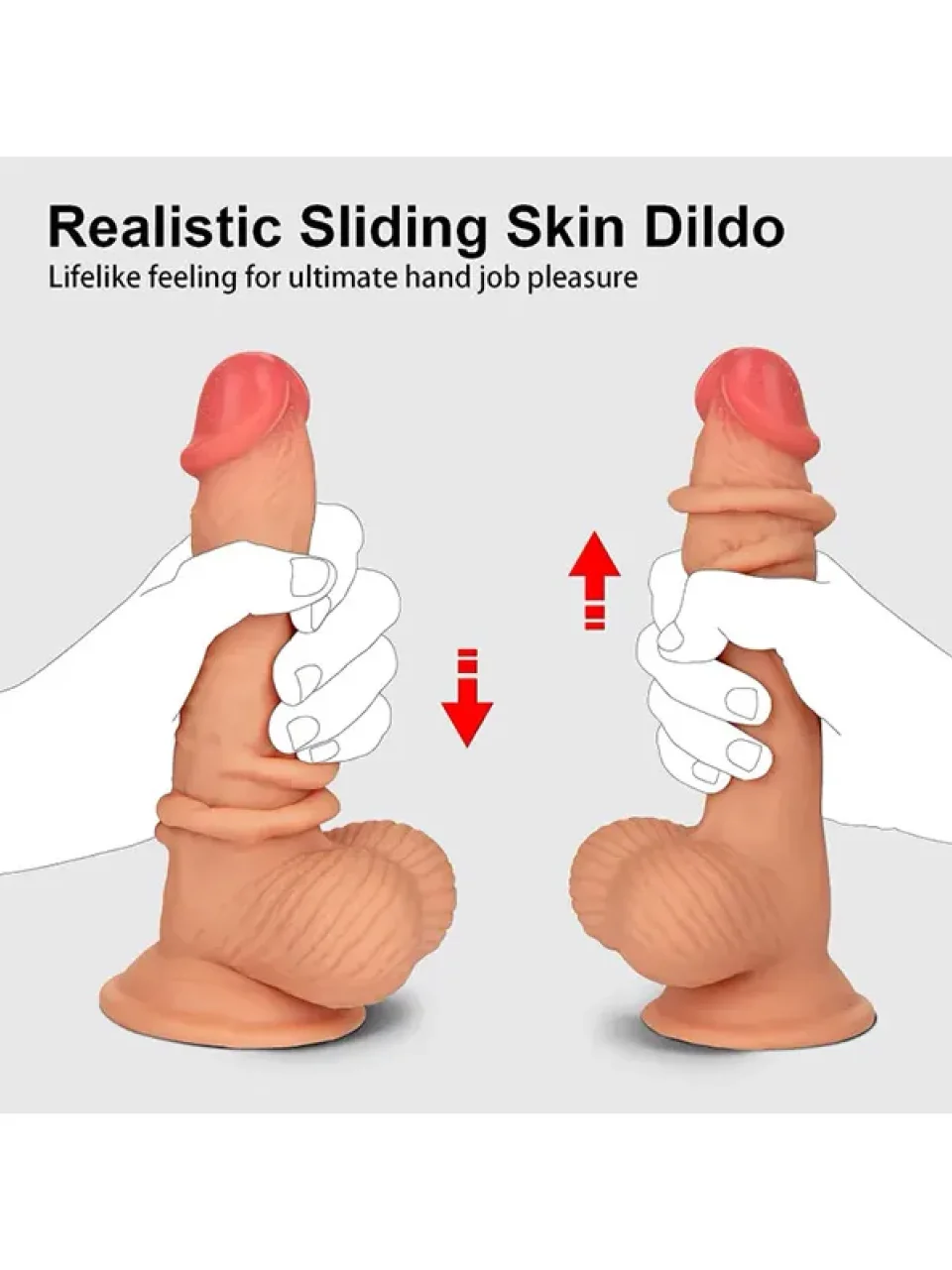 #8677 - 19 cm Çift Katmanlı Oynar Derili Realsitik Dildo Penis